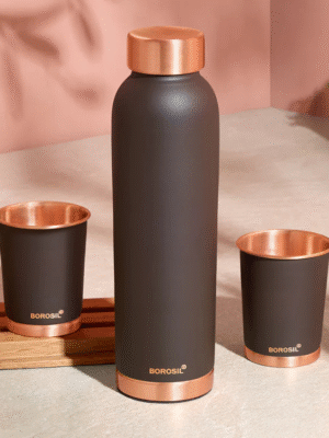 ECO Colour Copper Bottle & Glass Set, Brown