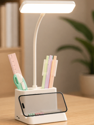 Desk Lamp Digital Clock Pen Stand Mobile Stand