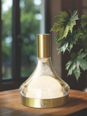 Table Lamp With Glass Hemisphere & Premium Gold Finish