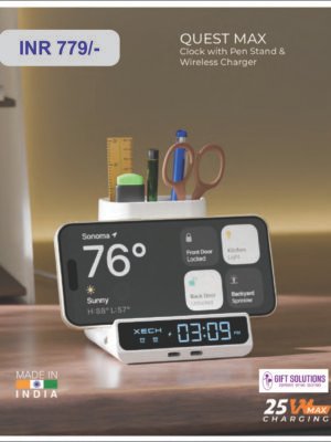 Clock with Pen Stand & Wireless Charger