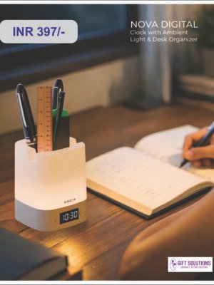 Clock with Ambient Light & Desk Organizer