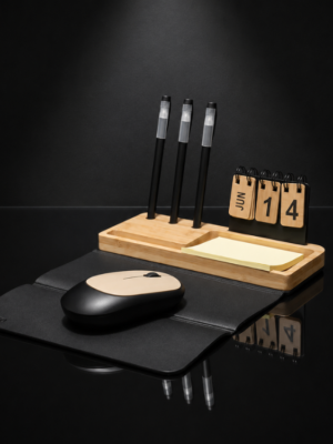 EcoBundle Bamboo Desk Set with Mouse, Mouse Pad, Calendar & Utility Stands