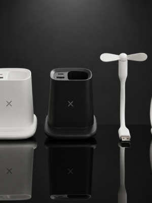 PYD (Power Your Desk) 6 in 1: Pen Holder | Wireless Charger | USB & Type C Hub | USB Light | USB Fan | Mobile Stand