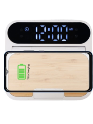 Snooze Clock with Alarm Wireless Charger Charging Hub